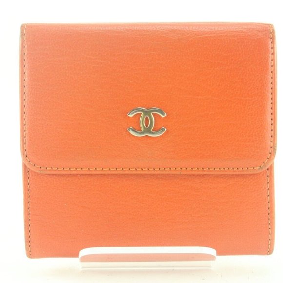 Chanel Orange CC Compact Trifold Wallet 2CC712K - Picture 1 of 12